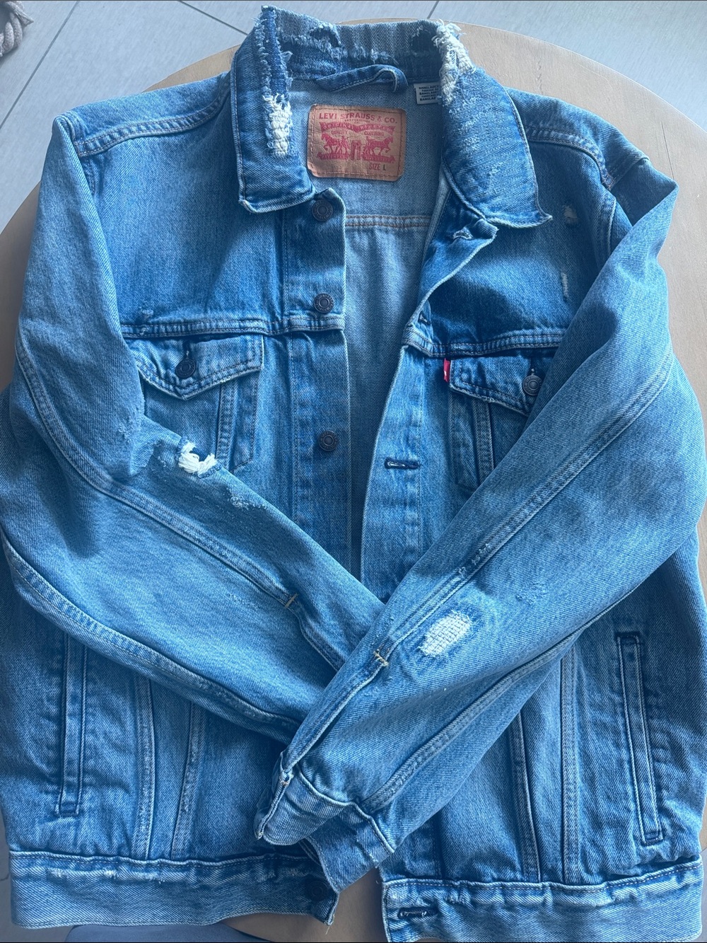 Levi's Light Blue Distressed Denim Jacket